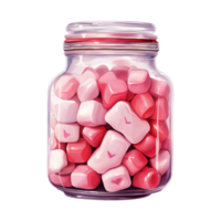 ai generato assaporare amore San Valentino caramella vaso - un' festivo assortimento per dolcificante il tuo amore celebrazione png