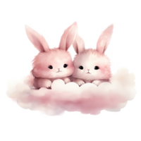 ai generado lupulado amor enamorado conejito Pareja - adorable Conejo compañeros para un romántico celebracion png