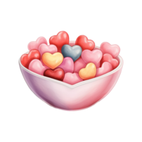 AI generated Sweet Love Symphony Valentine Candy Bowl - Tempting Sugary Delights for a Romantic Celebration png