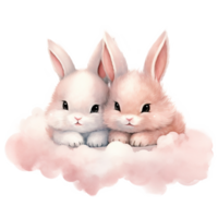 AI generated Hoppy Love Valentine Bunny Couple - Adorable Rabbit Companions for a Romantic Celebration png