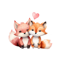 AI generated Adorable Valentine Foxes - A Festive Duo Spreading Love and Happiness on Valentine's Day png