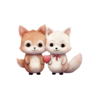 AI generated Adorable Valentine Foxes - A Festive Duo Spreading Love and Happiness on Valentine's Day png