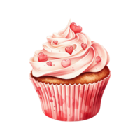 AI generated Culinary Delight Valentine Cupcake - A Festive Treat to Sweeten Your Love Celebration png