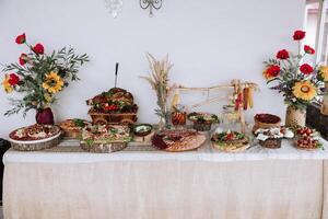 Cossack table. Banquet hall Meat treats for guests. Homemade cutouts. Pork tenderloin. Delicious meat cuts. Meat plate. Delicious compositions from smoked mint. Cottage cheese. photo