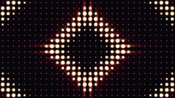Ultra Music Festival background. Bright floodlights turning on and off forming different shapes. Multicolor lighting bulbs loop. Floodlights Flash lights video