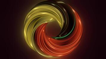 Neon color lights abstract painting. Clip. Abstract lights at motion. Coloured curved figure Torus video