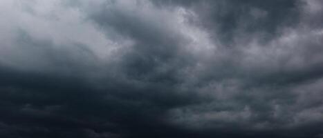 Bad or night weather sky and environment.The dark sky with heavy clouds converging and a hurricane storm before the rain. carbon dioxide emissions, greenhouse effect, global warming, climate change photo