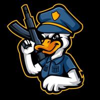 Pato policía mascota logo ilustración vector