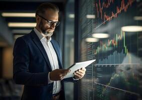 AI generated Business and Information technology. Global economic growth on business network, Data analysis of financial and banking. Technology and data connection, Teamwork, Business strategy photo