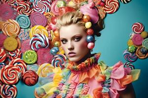 AI generated Girl sweet candy modern style. Neural network AI generated photo