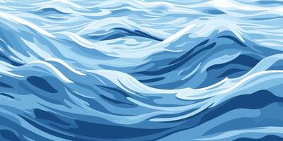 Blue ripples and water splashes waves surface flat style design vector illustration.