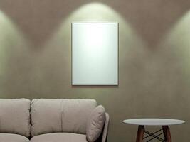 Empty frame canvas mockup hanging on the wall photo