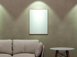 Empty frame canvas mockup hanging on the wall photo