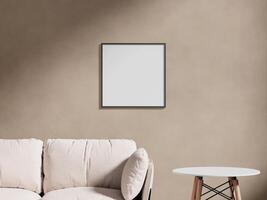 Empty frame canvas mockup hanging on the wall photo
