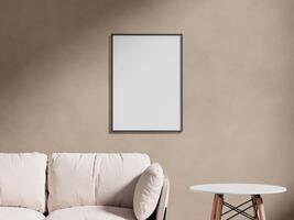 Empty frame canvas mockup hanging on the wall photo