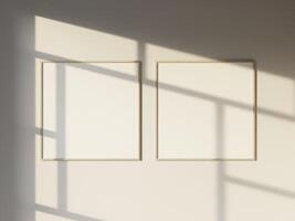 Mockup poster frame in modern interior background with window shadow photo