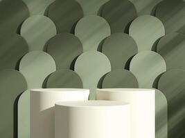 3d display product minimal scene with geometric podium platform. Cylinder background 3d rendering with podium. stand for cosmetic products. photo