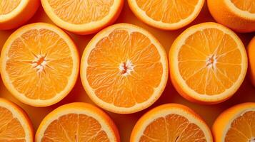 ai generado vibrante naranja mitades, agrios salud aumentar foto