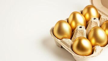 AI generated Golden Eggs Carton, Wealth or Easter photo