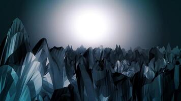 Animated landscape of mountains and moon. Animation of the movement along the drawn mountains video