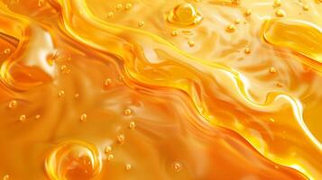 AI generated Glistening Honey Flow Macro with Bubbles photo