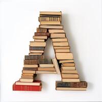 AI generated Alphabet of Knowledge, A Book Stack photo