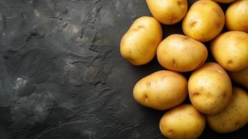 AI generated Whole Potatoes on Dark Rustic Surface photo