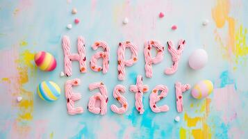 ai generado contento Pascua de Resurrección caramelo letra celebracion foto