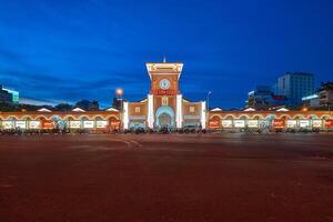 Beautiful sunset in Ben Thanh market , Ho Chi Minh City is a popular tourist destination of Asia. photo