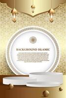 Podium display with an Islamic or Arabic theme with a luxurious gold background vector