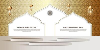 Product display pulpit with a luxurious gold Islamic, Ramadan, Arabic theme background vector