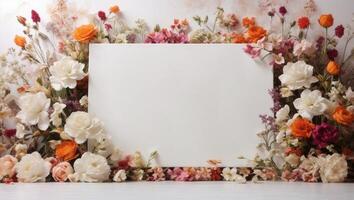 ai generado floral antecedentes diseño con blanco espacio foto