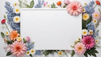 ai generado floral antecedentes diseño con blanco espacio foto