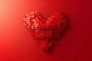 AI generated Pixel Heart Animation, Valentines Romance Theme photo