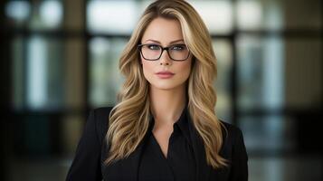 AI generated Collection of Beautiful Business Ladies Wearing Glasses photo
