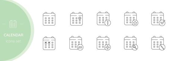 Calendar.Set of vector linear icons.