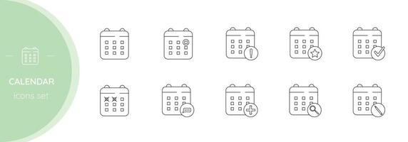 Calendar.Set of vector linear icons.