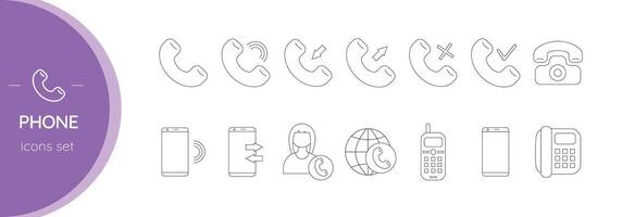 Telephone. Set of linear icons.Vector vector