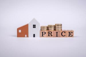 The inscription Price inspection made of wooden cubes on a plain background photo