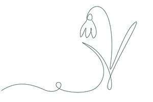 one line drawing of snowdrop vector