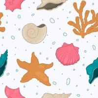 seashell seamless pattern vector