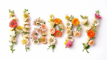 AI generated LOVE Floral Arrangement on White Backdrop photo