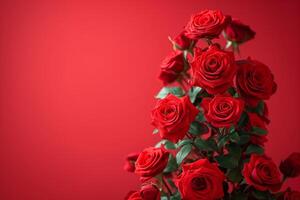 AI generated Romantic Red Roses Bouquet Background photo