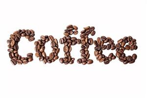 AI generated Coffee Word Beans   White Backdrop photo