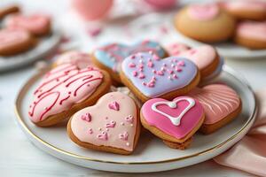 AI generated Valentines Day Hearts, Sweet Treat Delight photo