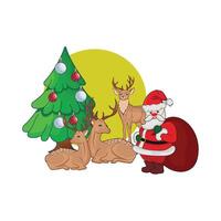 illustration of santa claus with deer vector