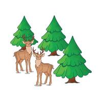 illustration of deer with christmas tree vector