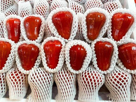 Front view of Fresh rose apple background photo