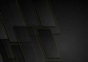 Black geometric shapes with golden lines abstract tech background vector