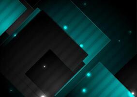 Abstract black blue glowing shiny squares tech background vector